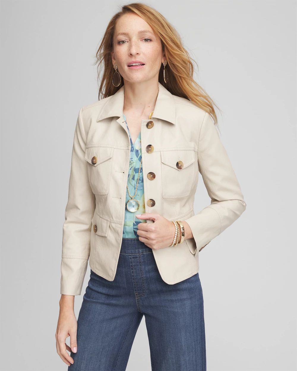 Crinkle Faux Leather Peplum Jacket | Chico's